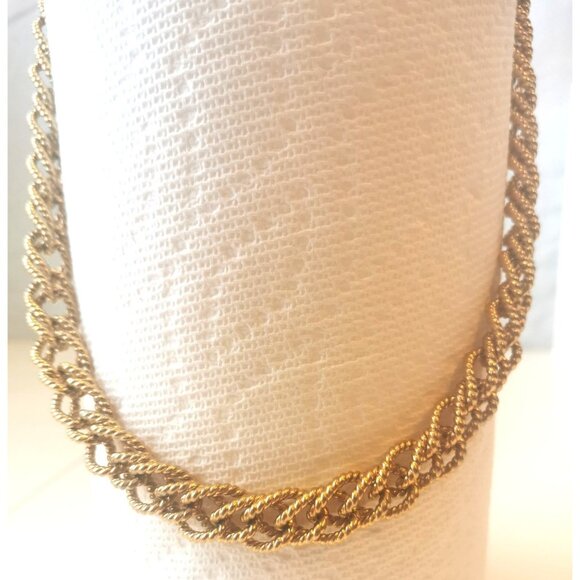 Alfred Sung Braided Gold Tone Necklace Vintage - Picture 8 of 9